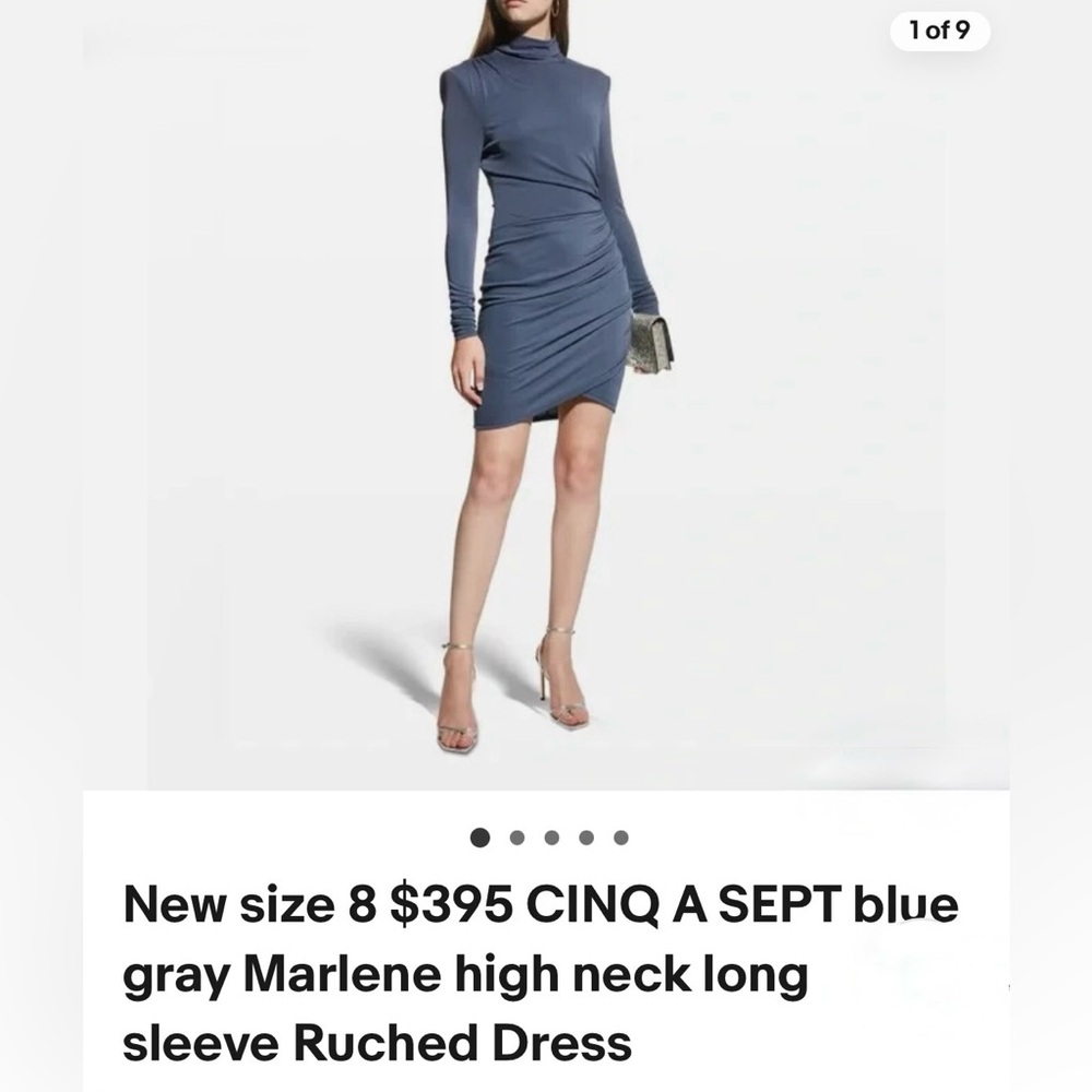 cinq a sept Slate Blue Long Sleeve Dress